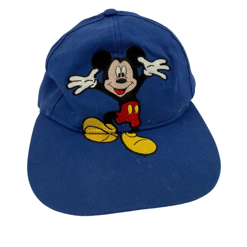 Vintage Walt Disney World Mickey Mouse Embroidered Blue Snapback Hat Adult‎ O/S